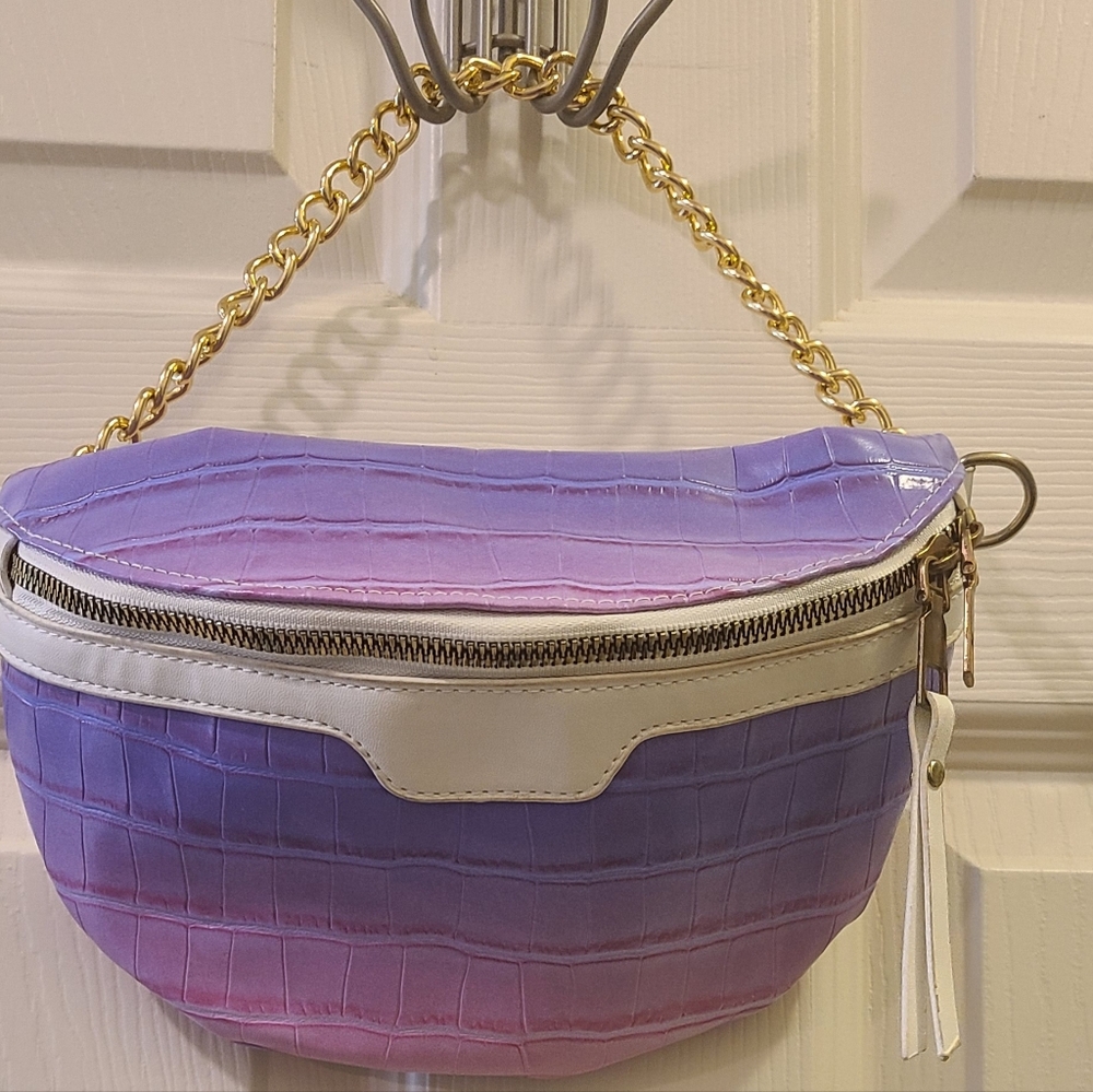 Purple/Pink Ombre Fanny Pack Gold Chain
